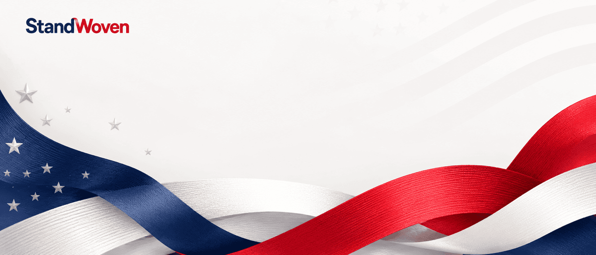 StandWoven patriotic ribbon brand graphic